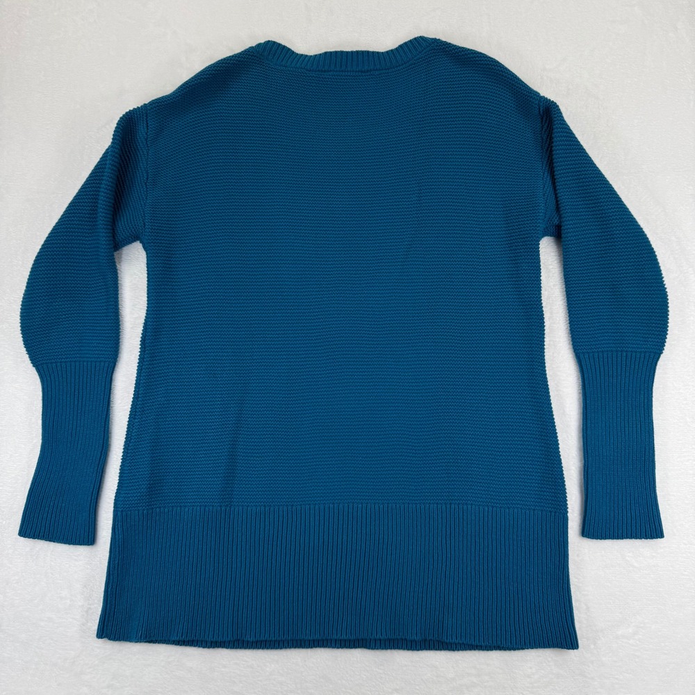 Soft Surroundings Teal Cotton Blend Textured Knit Tunic Sweater L 2BU14 - Picture 6 of 7